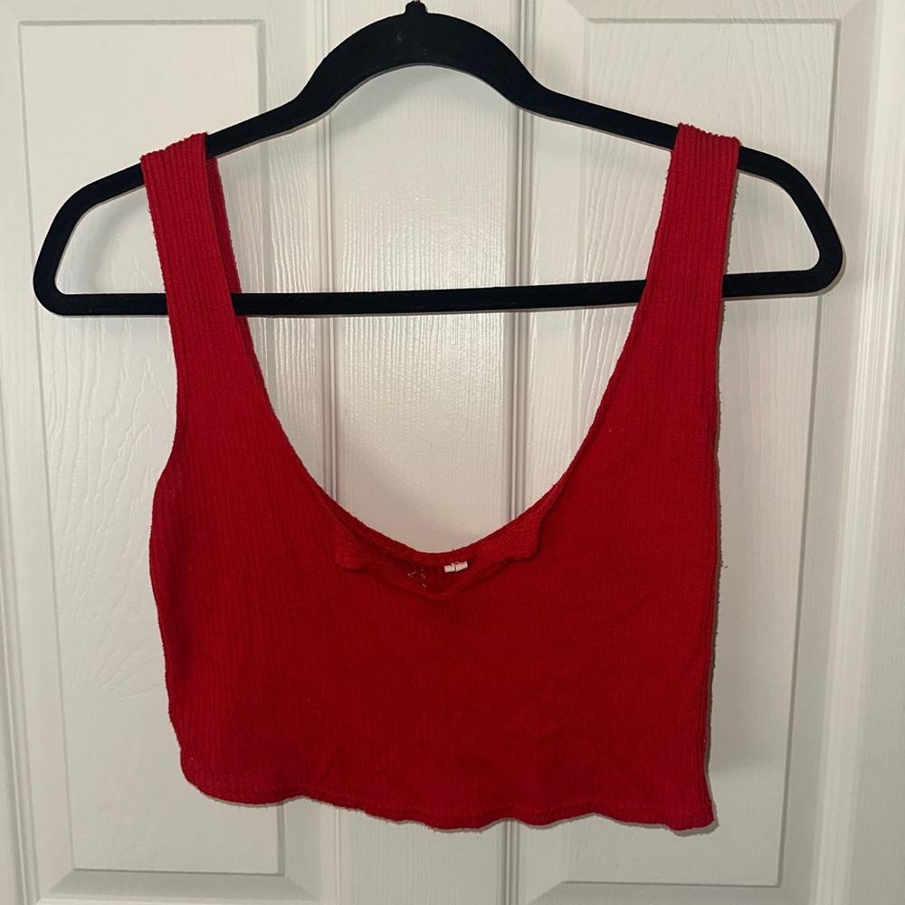 PacSun Red Fitted Crop Tank Top
